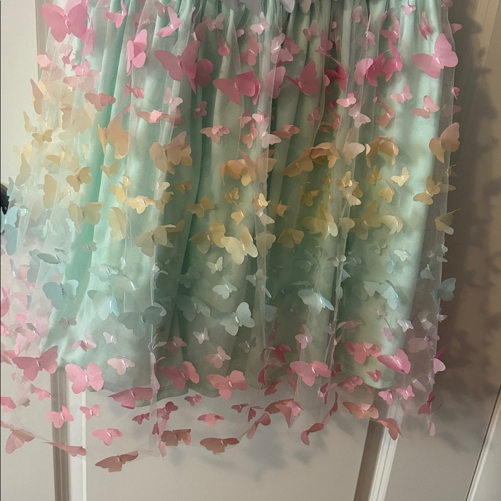 Pastel Rainbow Butterfly Dress XL fairy mesh scoop neck - Picture 2 of 10